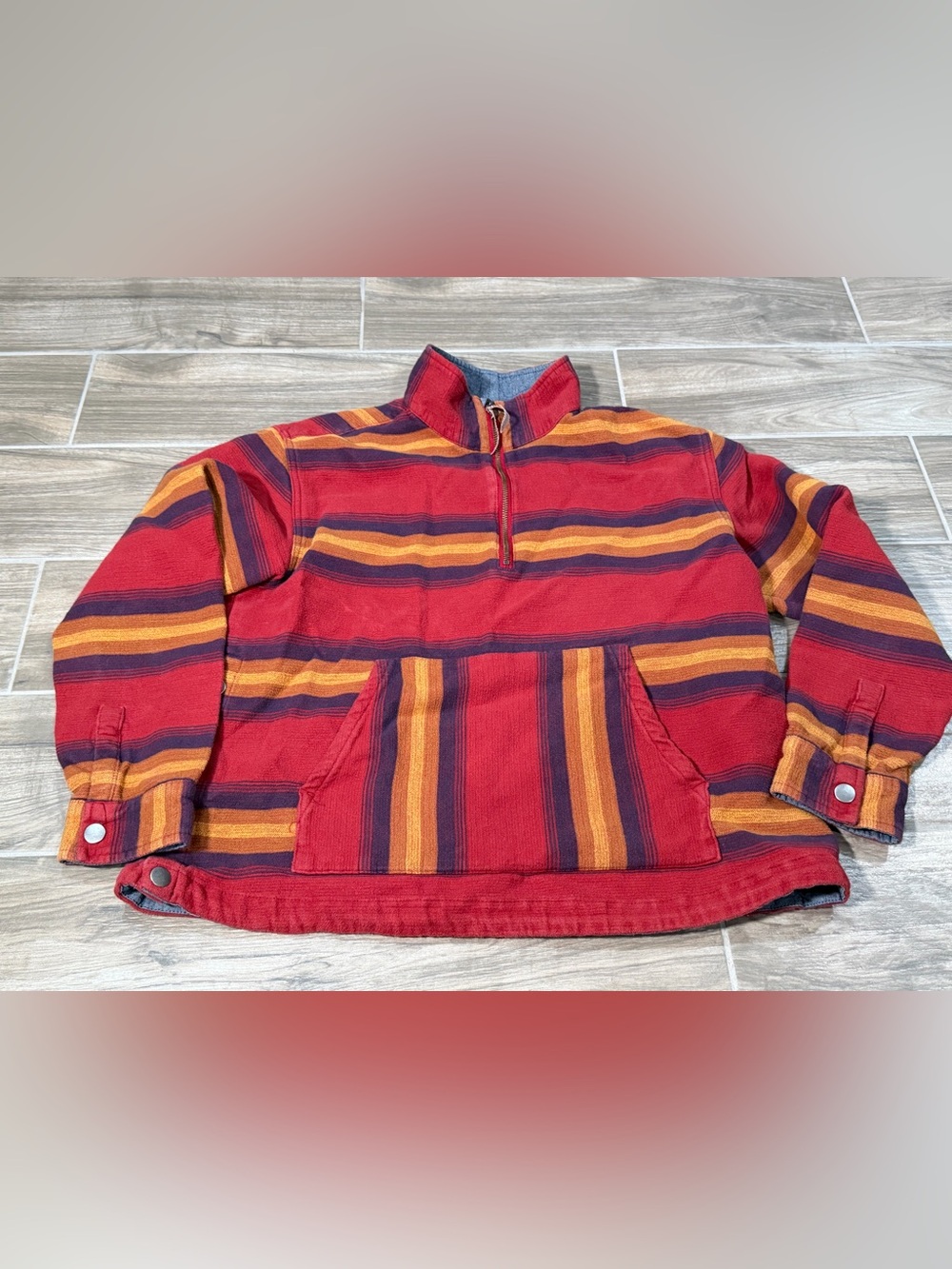 Vintage Pendleton Pullover Aztec Stripe Western 1/4 Womens Med SweaterJacket